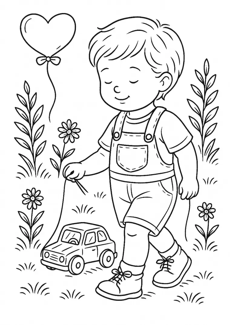 Atividade de Desenho: Menino com carrinho