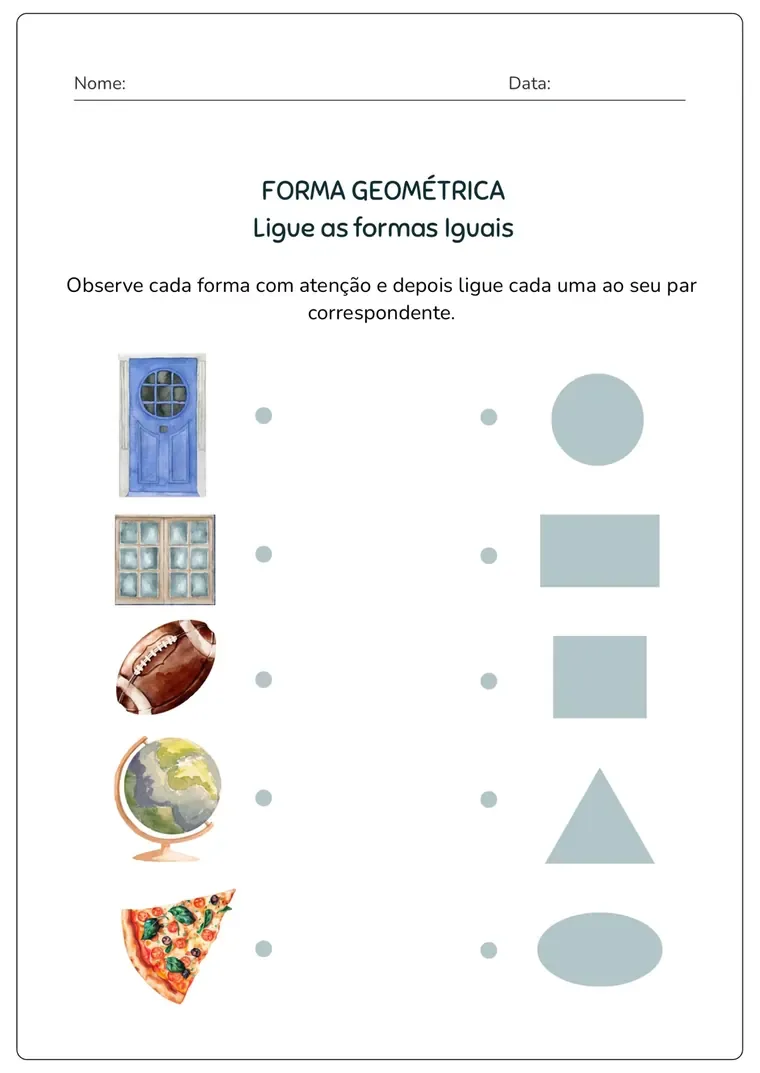 Atividade de Matemática: Ligue as formas iguais