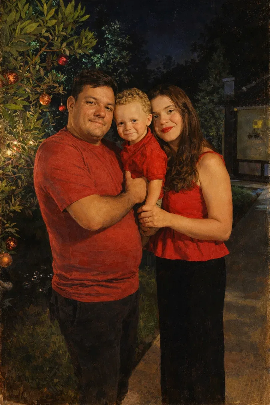 Mari, Ricardo e Miguel em uma foto de família